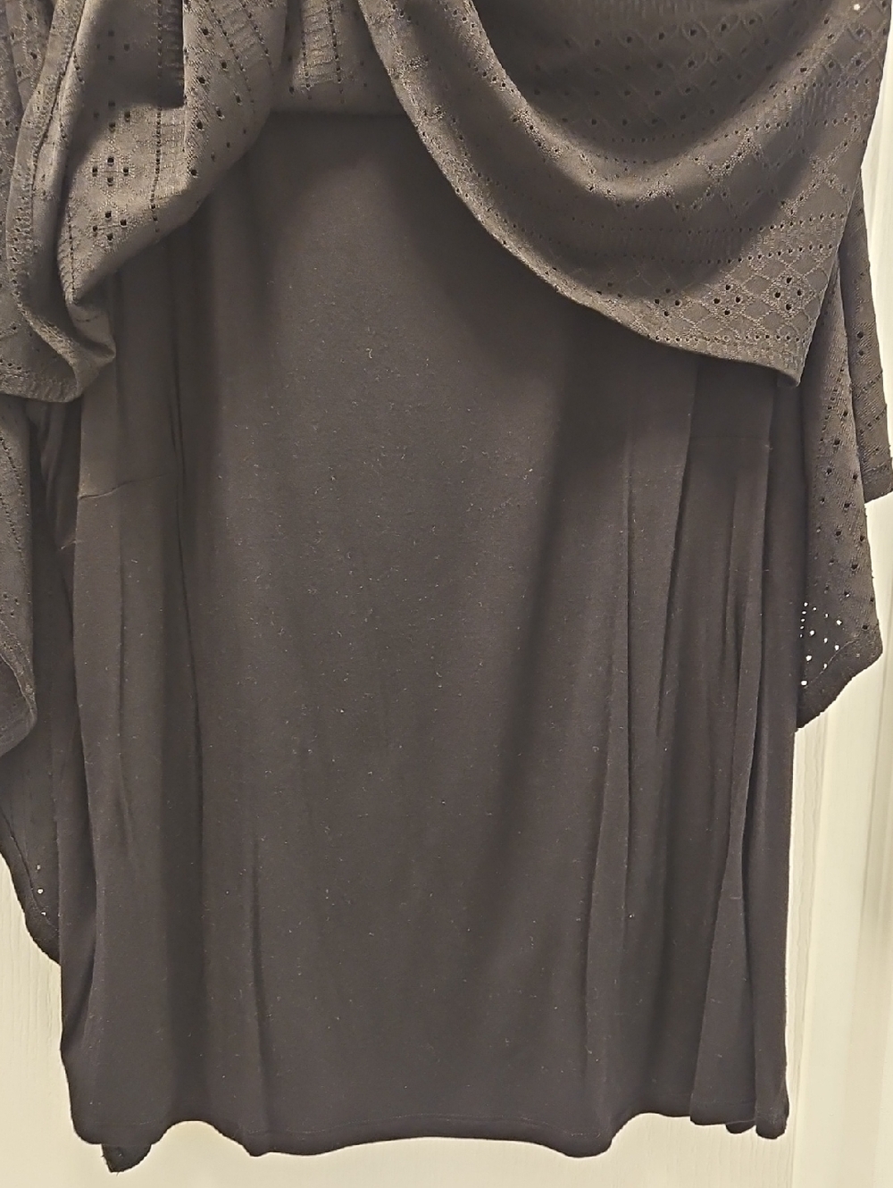 Size 2X.  Black Draped Eyelet Top - Picture 3 of 4